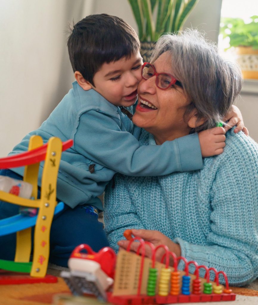 Grandmother playing with her grandchild