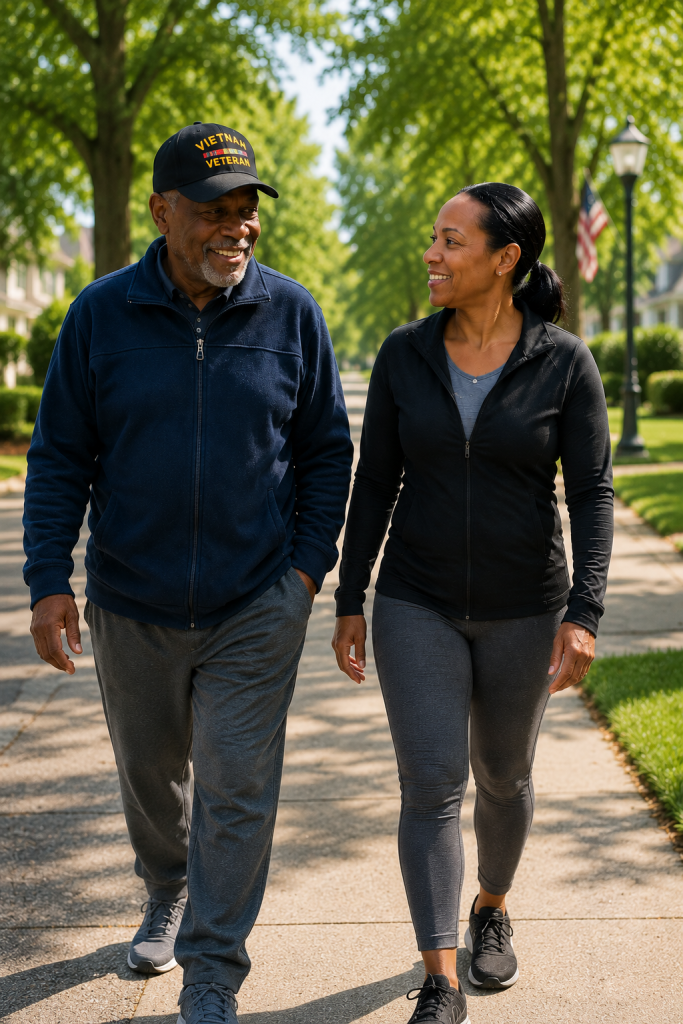 Daughter walking with Veteran Father
