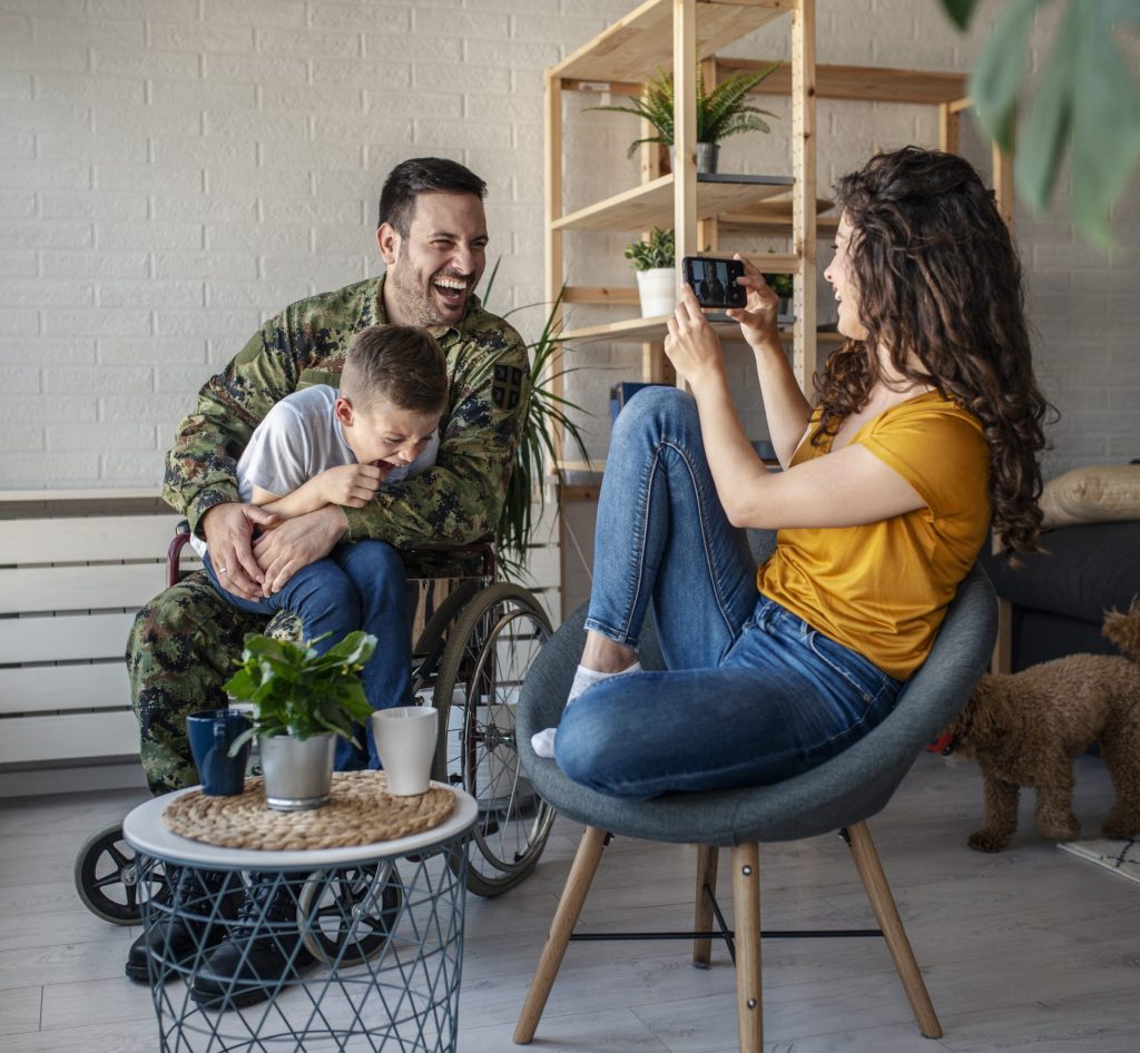 Disabled Veteran with son and wife
